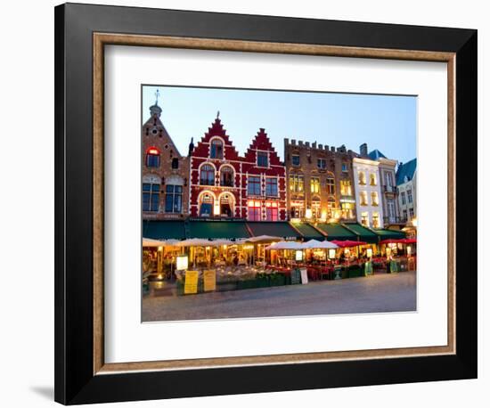 Cafes in Marketplace in Downtown Bruges, Belgium-Bill Bachmann-Framed Photographic Print