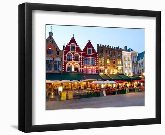 Cafes in Marketplace in Downtown Bruges, Belgium-Bill Bachmann-Framed Photographic Print