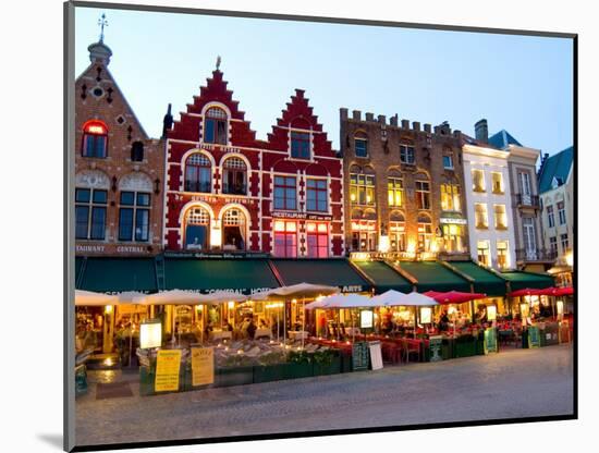 Cafes in Marketplace in Downtown Bruges, Belgium-Bill Bachmann-Mounted Photographic Print