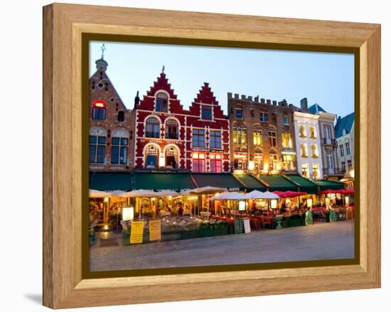 Cafes in Marketplace in Downtown Bruges, Belgium-Bill Bachmann-Framed Premier Image Canvas