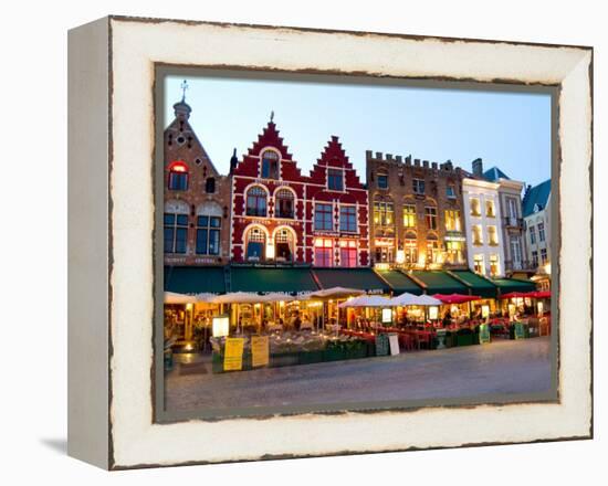 Cafes in Marketplace in Downtown Bruges, Belgium-Bill Bachmann-Framed Premier Image Canvas