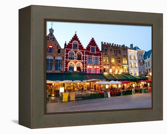 Cafes in Marketplace in Downtown Bruges, Belgium-Bill Bachmann-Framed Premier Image Canvas