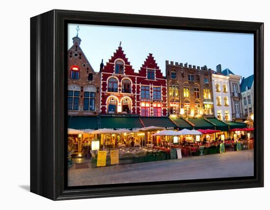 Cafes in Marketplace in Downtown Bruges, Belgium-Bill Bachmann-Framed Premier Image Canvas