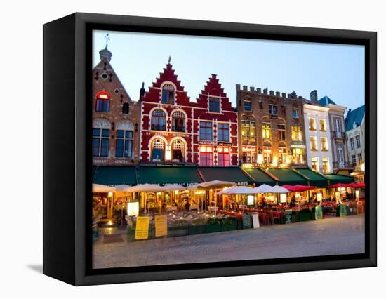 Cafes in Marketplace in Downtown Bruges, Belgium-Bill Bachmann-Framed Premier Image Canvas