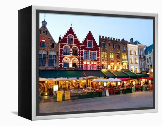 Cafes in Marketplace in Downtown Bruges, Belgium-Bill Bachmann-Framed Premier Image Canvas