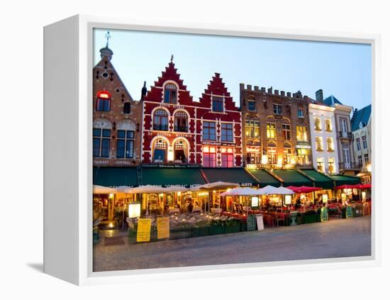 Cafes in Marketplace in Downtown Bruges, Belgium-Bill Bachmann-Framed Premier Image Canvas