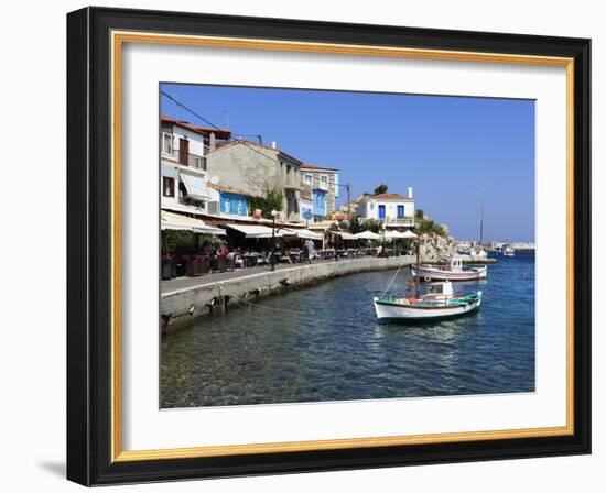 Cafes on Harbour, Kokkari, Samos, Aegean Islands, Greece-Stuart Black-Framed Photographic Print