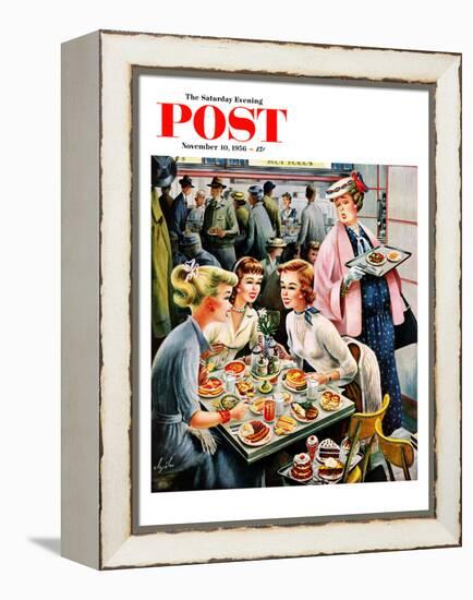 "Cafeteria Dieter" Saturday Evening Post Cover, November 10, 1956-Constantin Alajalov-Framed Premier Image Canvas