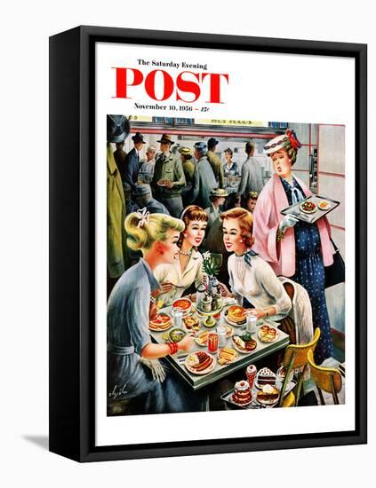 "Cafeteria Dieter" Saturday Evening Post Cover, November 10, 1956-Constantin Alajalov-Framed Premier Image Canvas