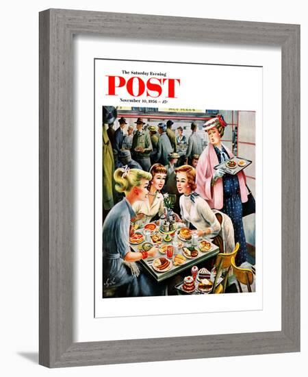 "Cafeteria Dieter" Saturday Evening Post Cover, November 10, 1956-Constantin Alajalov-Framed Giclee Print