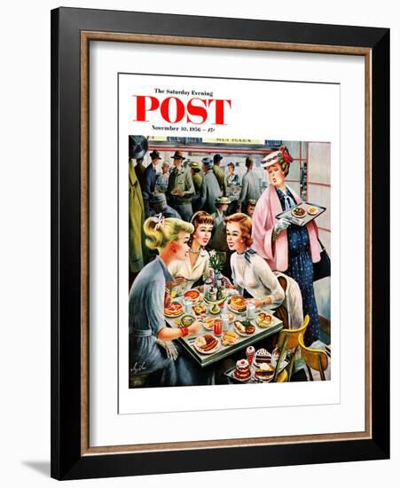 "Cafeteria Dieter" Saturday Evening Post Cover, November 10, 1956-Constantin Alajalov-Framed Giclee Print