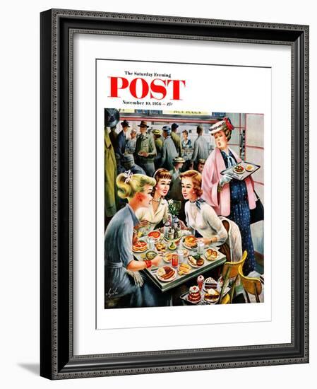 "Cafeteria Dieter" Saturday Evening Post Cover, November 10, 1956-Constantin Alajalov-Framed Giclee Print