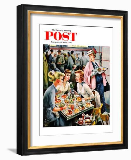 "Cafeteria Dieter" Saturday Evening Post Cover, November 10, 1956-Constantin Alajalov-Framed Giclee Print