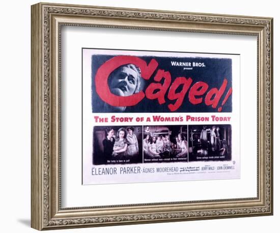 Caged, Eleanor Parker, Agnes Moorehead, Hope Emerson, 1950-null-Framed Premium Giclee Print