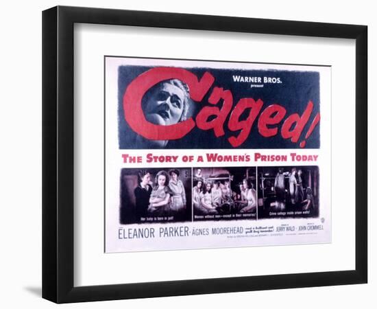 Caged, Eleanor Parker, Agnes Moorehead, Hope Emerson, 1950-null-Framed Premium Giclee Print