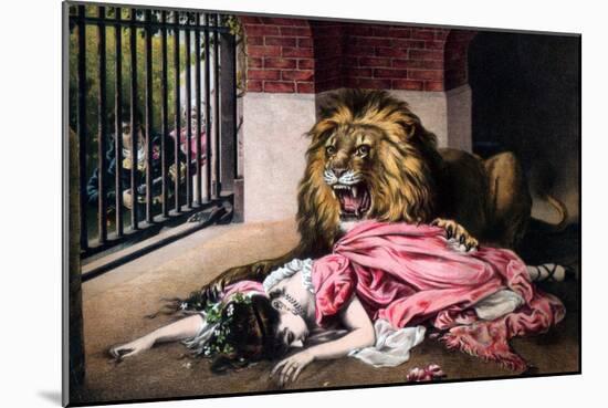 Caged Lion with Sleeping Woman, C19th Century-null-Mounted Giclee Print