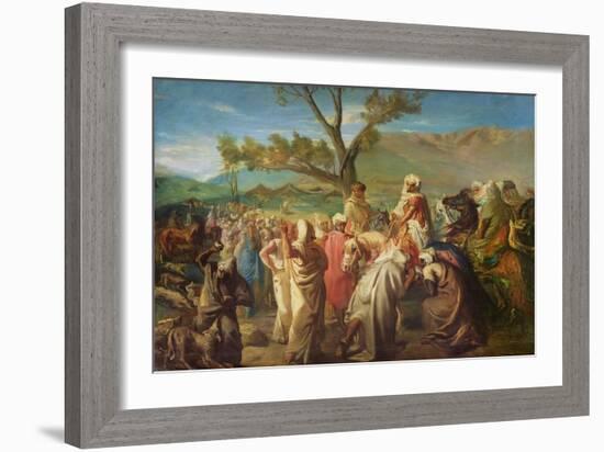 Caid Visiting a Douar, 1849, (Oil on Canvas)-Theodore Chasseriau-Framed Giclee Print