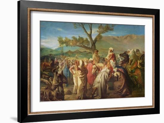 Caid Visiting a Douar, 1849, (Oil on Canvas)-Theodore Chasseriau-Framed Giclee Print