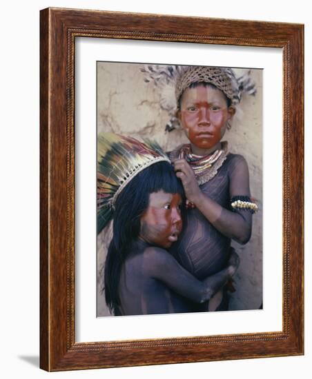 Caipo Indian Children, Xingu River, Brazil-null-Framed Photographic Print