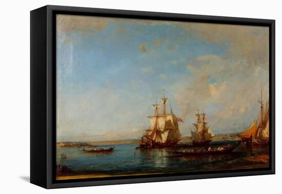 Caiques and Sailboats at the Bosphorus, Second Half of the 19th C-Felix-Francois George Ziem-Framed Premier Image Canvas