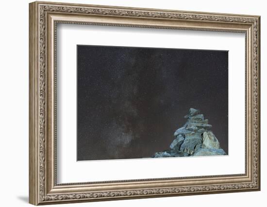 Cairn on Pirchkogel with Milky Way-Niki Haselwanter-Framed Photographic Print