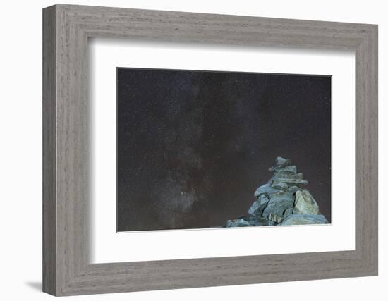 Cairn on Pirchkogel with Milky Way-Niki Haselwanter-Framed Photographic Print