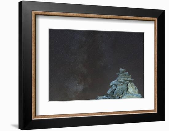 Cairn on Pirchkogel with Milky Way-Niki Haselwanter-Framed Photographic Print