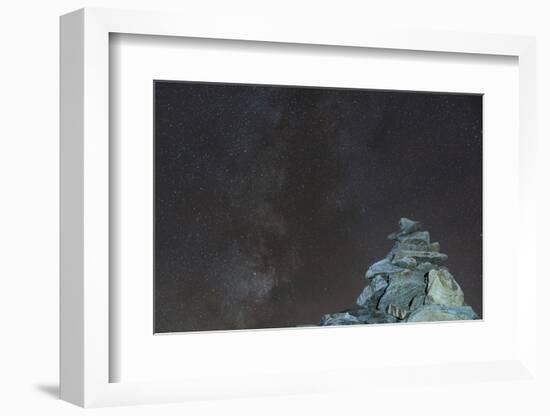Cairn on Pirchkogel with Milky Way-Niki Haselwanter-Framed Photographic Print