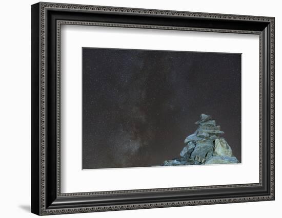 Cairn on Pirchkogel with Milky Way-Niki Haselwanter-Framed Photographic Print