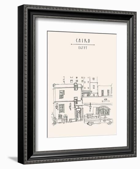 Cairo, Egypt, North Africa. A Man Selling Hookahs in Front of His House in Old Town. A Pickup Car P-babayuka-Framed Art Print