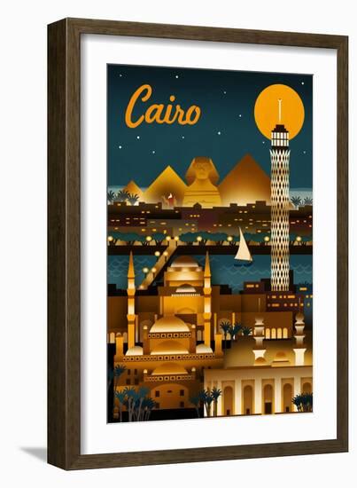 Cairo, Egypt - Retro Skyline-Lantern Press-Framed Art Print