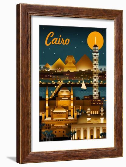 Cairo, Egypt - Retro Skyline-Lantern Press-Framed Art Print