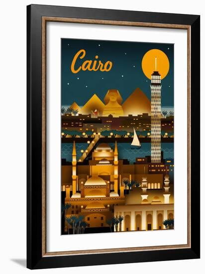 Cairo, Egypt - Retro Skyline-Lantern Press-Framed Art Print