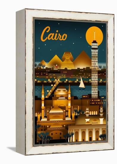 Cairo, Egypt - Retro Skyline-Lantern Press-Framed Stretched Canvas