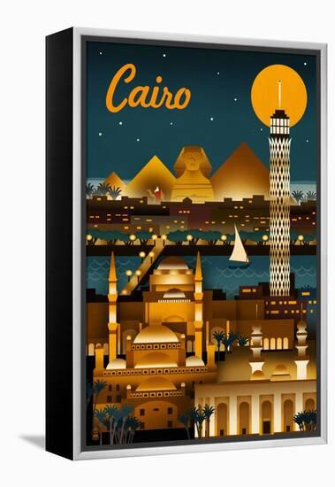 Cairo, Egypt - Retro Skyline-Lantern Press-Framed Stretched Canvas