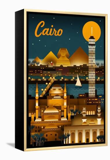 Cairo, Egypt - Retro Skyline-Lantern Press-Framed Stretched Canvas