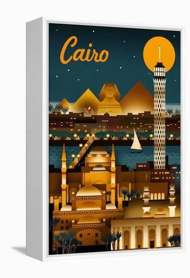 Cairo, Egypt - Retro Skyline-Lantern Press-Framed Stretched Canvas