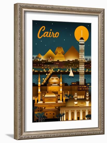 Cairo, Egypt - Retro Skyline-Lantern Press-Framed Premium Giclee Print