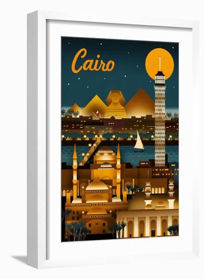 Cairo, Egypt - Retro Skyline-Lantern Press-Framed Premium Giclee Print