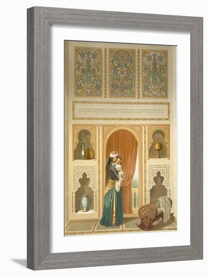 Cairo: Interior of the Domestic House of Sidi Youssef Adami: a Woman Standing in a Room-Emile Prisse d'Avennes-Framed Giclee Print