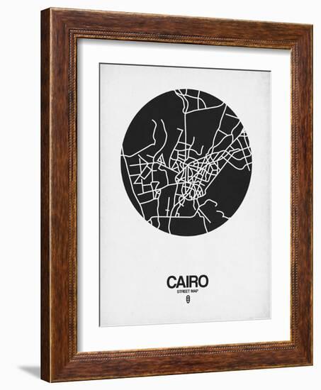 Cairo Street Map Black on White-NaxArt-Framed Art Print