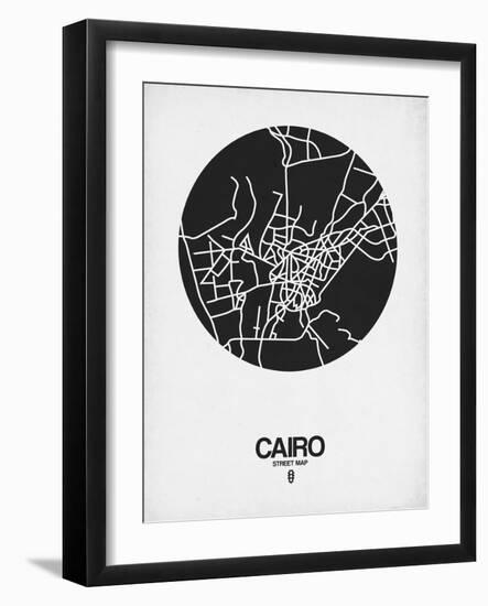 Cairo Street Map Black on White-NaxArt-Framed Art Print