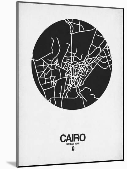 Cairo Street Map Black on White-NaxArt-Mounted Art Print