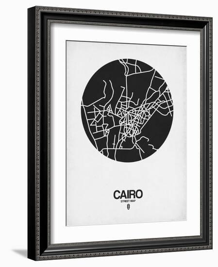 Cairo Street Map Black on White-NaxArt-Framed Art Print