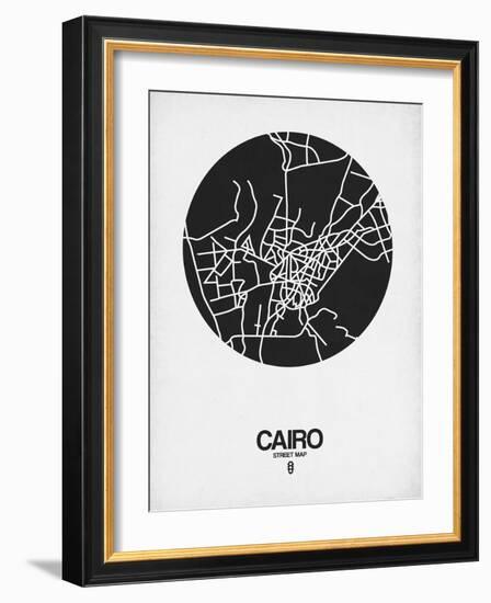 Cairo Street Map Black on White-NaxArt-Framed Art Print