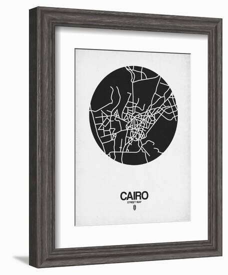 Cairo Street Map Black on White-NaxArt-Framed Art Print