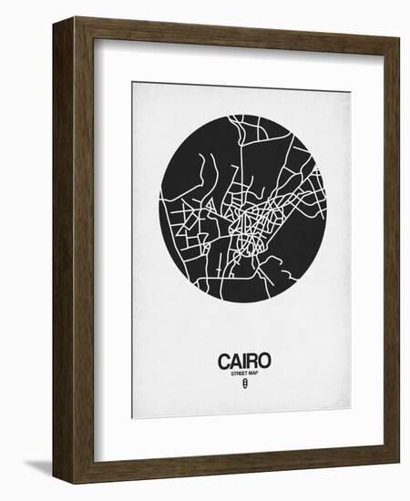 Cairo Street Map Black on White-NaxArt-Framed Art Print