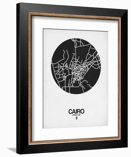 Cairo Street Map Black on White-NaxArt-Framed Art Print