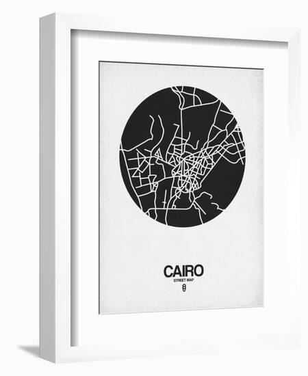 Cairo Street Map Black on White-NaxArt-Framed Art Print