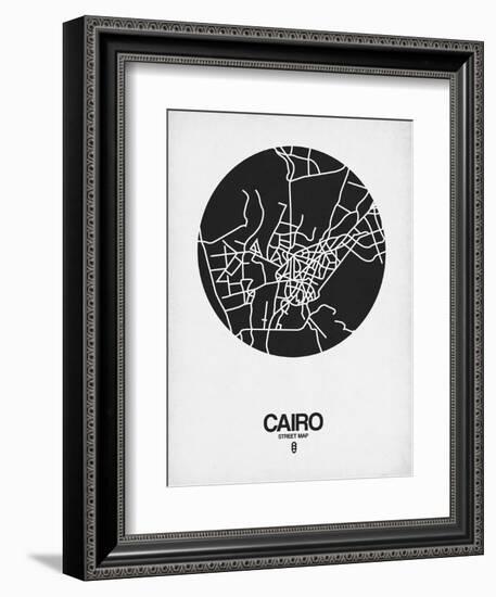 Cairo Street Map Black on White-NaxArt-Framed Art Print